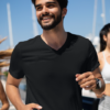 V-NeckHalfsleevePlainBlack1