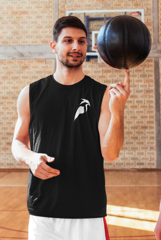 RoundNeckSleevelessLogoBlack1